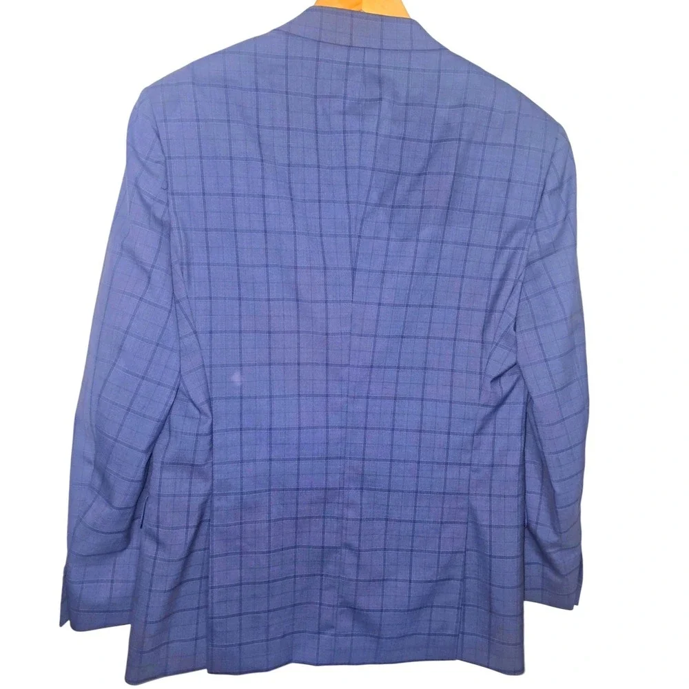 Austin Reed London Mens Blue Windowpane Check Two Button Blazer Sport Coat 42R